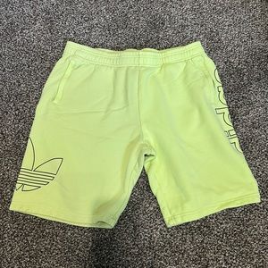 MENS NEON YELLOW ADIDAS SWEAT SHORTS XL